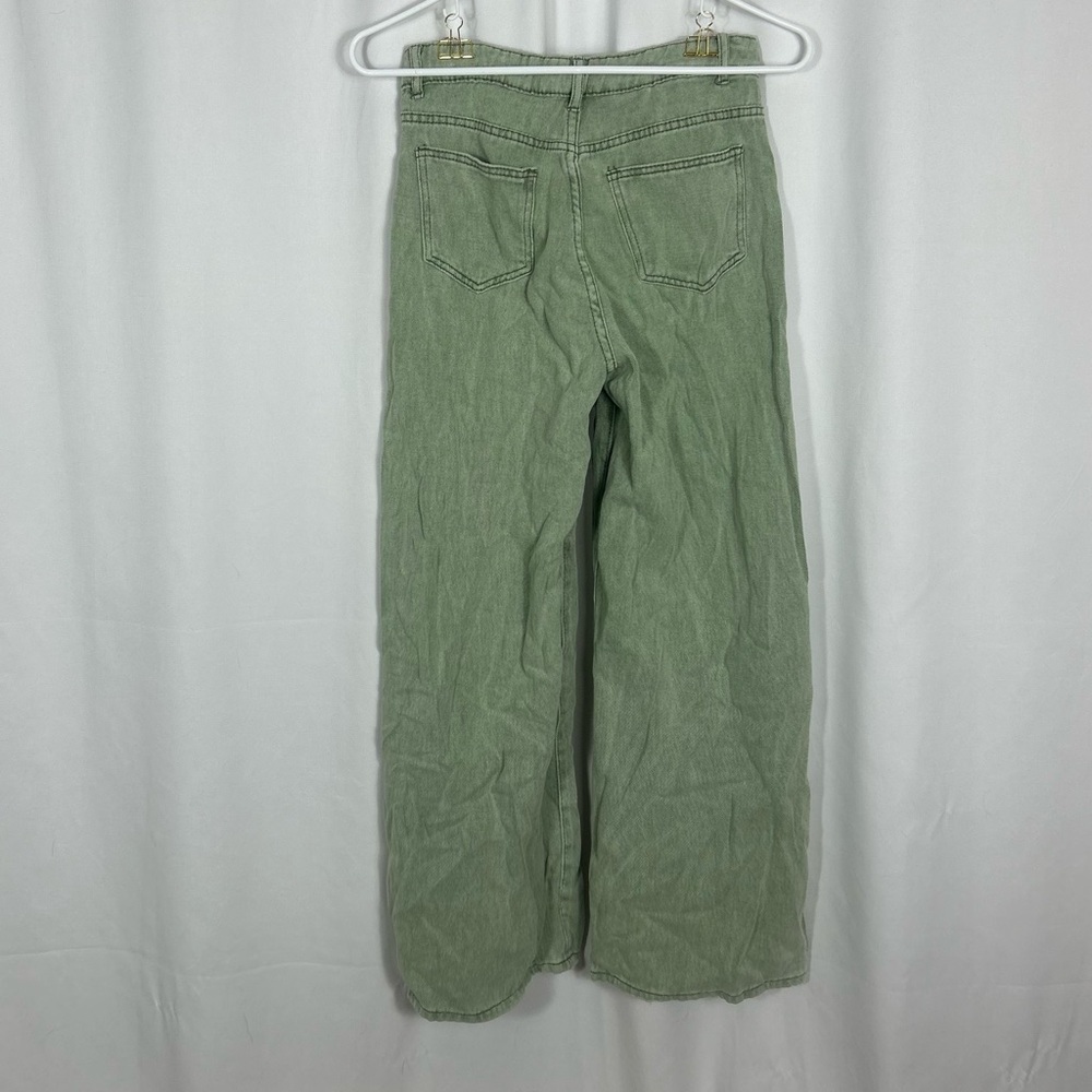 SHEIN wide leg Green Denim Jeans pockets S - Picture 2 of 10